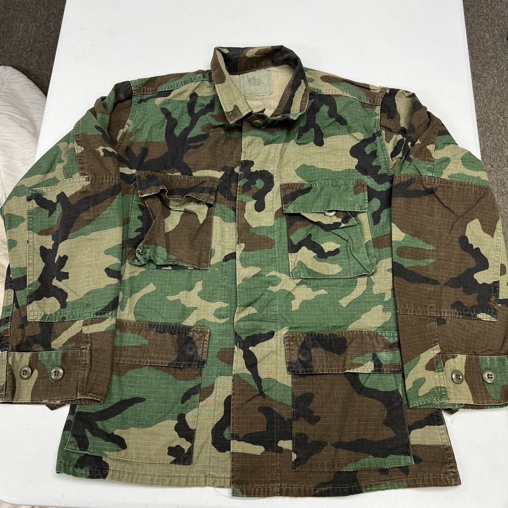 US Military BDU Field Jacket Mens Small Short Green Camo Ripstop Combat Utility
